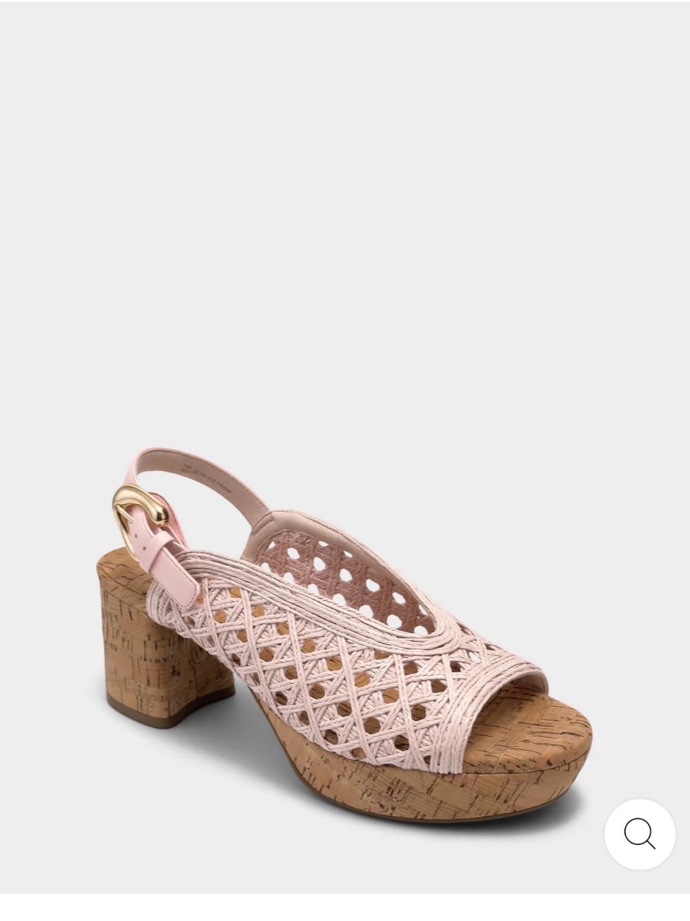 AEROSOLES Cornelia Raffia Blush Pink Woven Cork Platform Slingback Sandal